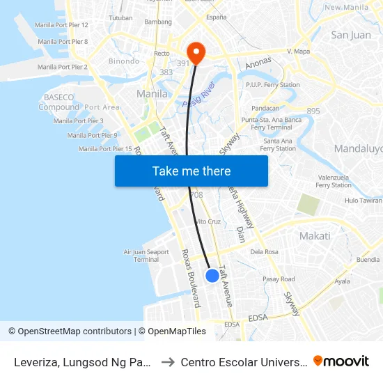 Leveriza, Lungsod Ng Pasay to Centro Escolar University map