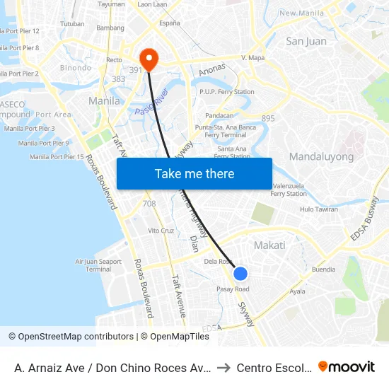 A. Arnaiz Ave / Don Chino Roces Avenue Intersection, Makati City to Centro Escolar University map