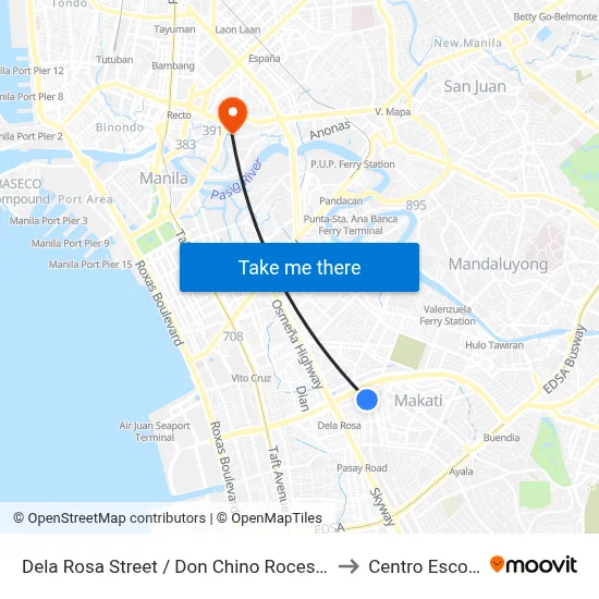 Dela Rosa Street / Don Chino Roces Avenue Intersection, Makati City to Centro Escolar University map
