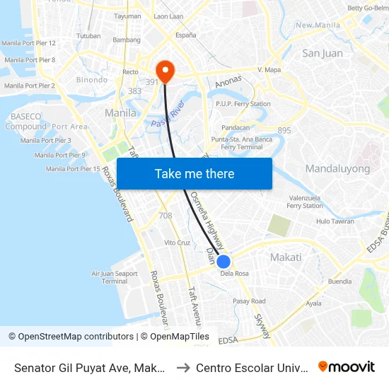 Senator Gil Puyat Ave, Makati City to Centro Escolar University map