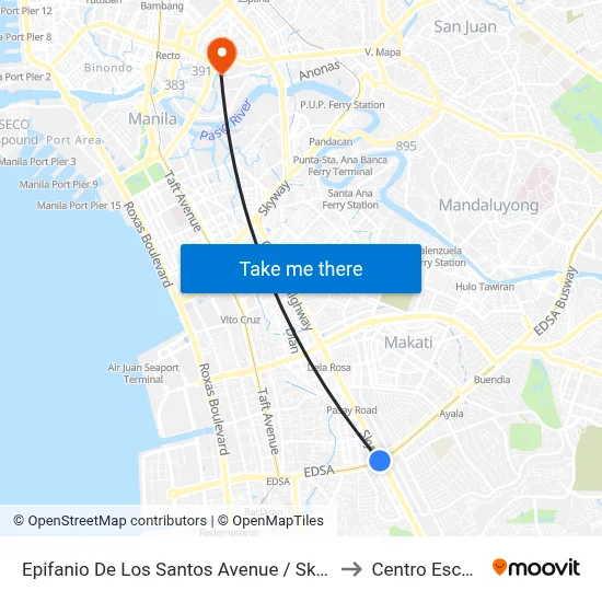 Epifanio De Los Santos Avenue / Skyway , Lungsod Ng Makati, Manila to Centro Escolar University map