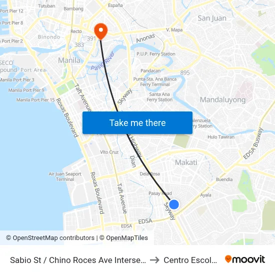 Sabio St / Chino Roces Ave Intersection, Makati City, Manila to Centro Escolar University map