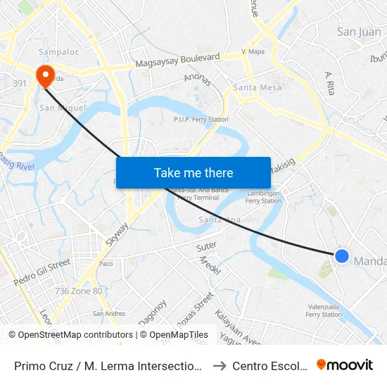 Primo Cruz / M. Lerma Intersection, Mandaluyong City, Manila to Centro Escolar University map