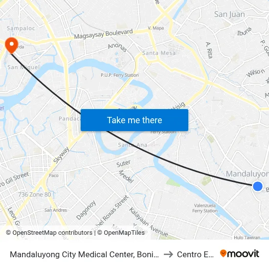Mandaluyong City Medical Center, Boni Ave / Sto Rosario Intersection, Mandaluyong City, Manila to Centro Escolar University map