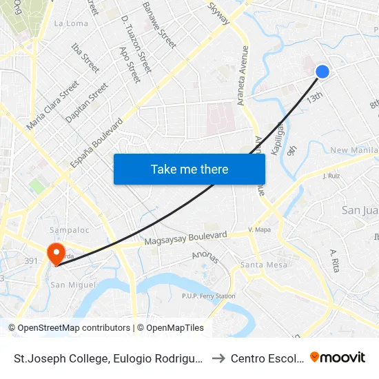 St.Joseph College, Eulogio Rodriguez Sr. Ave, Quezon City, Manila to Centro Escolar University map