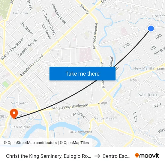 Christ the King Seminary, Eulogio Rodriguez Sr. Ave, Quezon City, Manila to Centro Escolar University map