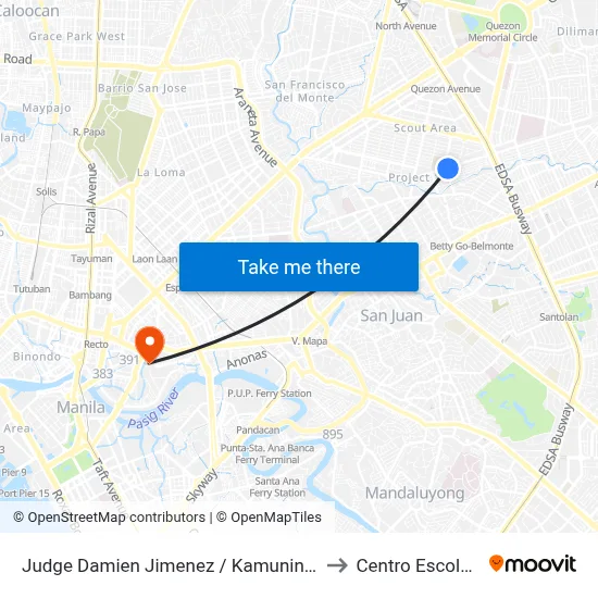 Judge Damien Jimenez / Kamuning Rd, Quezon City, Manila to Centro Escolar University map