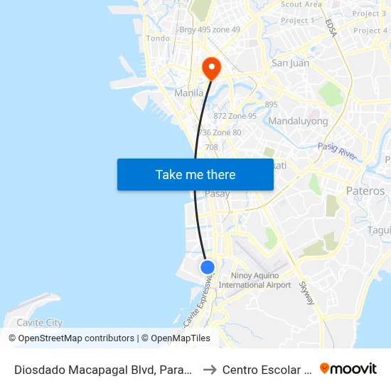 Diosdado Macapagal Blvd, Parañaque City, Manila to Centro Escolar University map