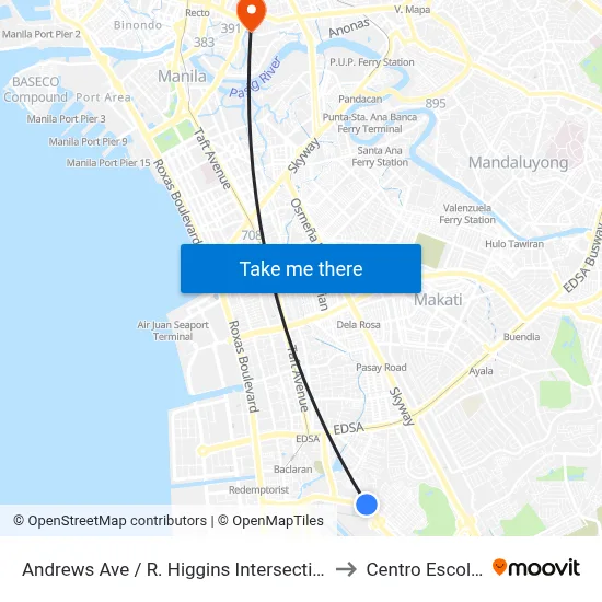 Andrews Ave / R. Higgins Intersection, Lungsod Ng Pasay, Manila to Centro Escolar University map