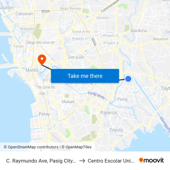 C. Raymundo Ave, Pasig City, Manila to Centro Escolar University map