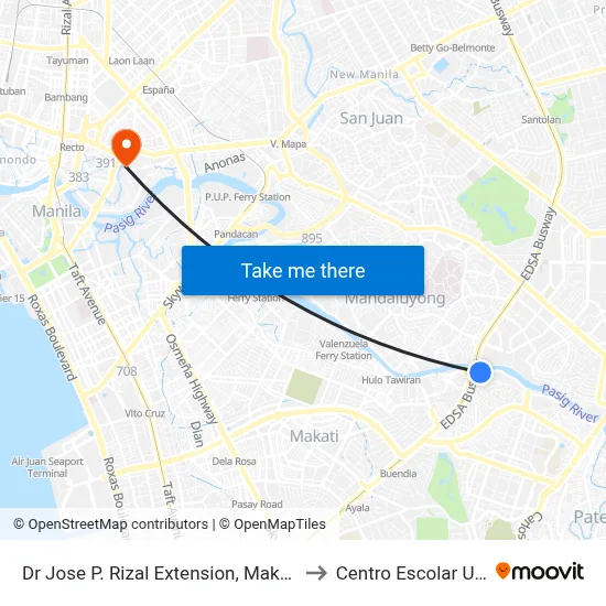 Dr Jose P. Rizal Extension, Makati City, Manila to Centro Escolar University map