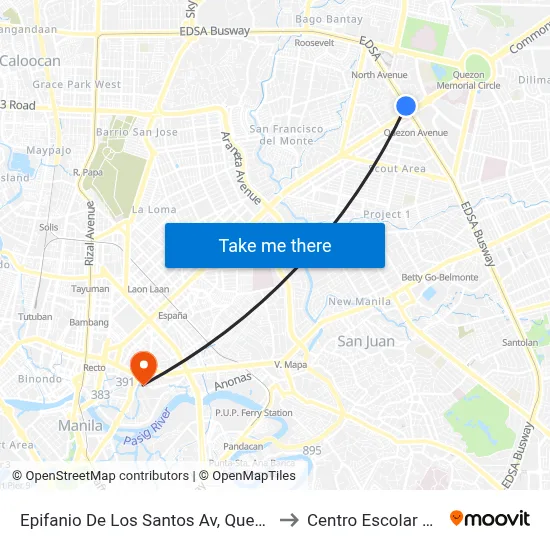 Epifanio De Los Santos Av, Quezon City, Manila to Centro Escolar University map