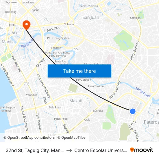 32nd St, Taguig City, Manila to Centro Escolar University map