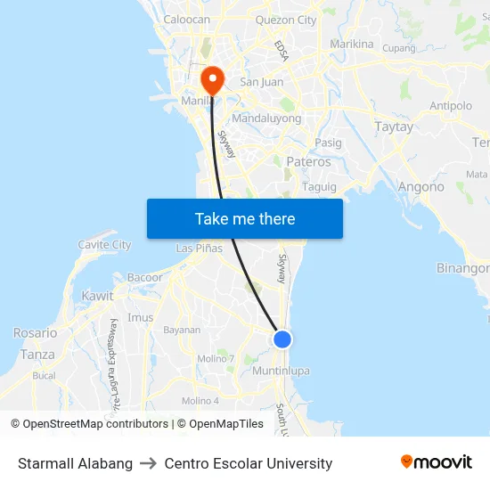 Starmall Alabang to Centro Escolar University map