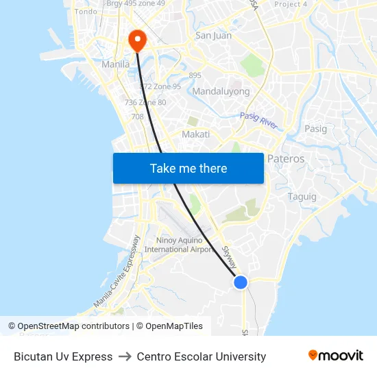Bicutan Uv Express to Centro Escolar University map