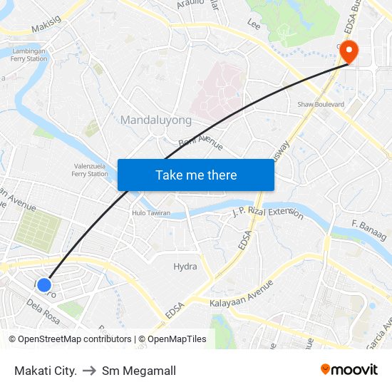 Makati City. to Sm Megamall map