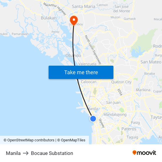 Manila to Bocaue Substation map