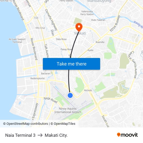 Naia Terminal 3 to Makati City. map