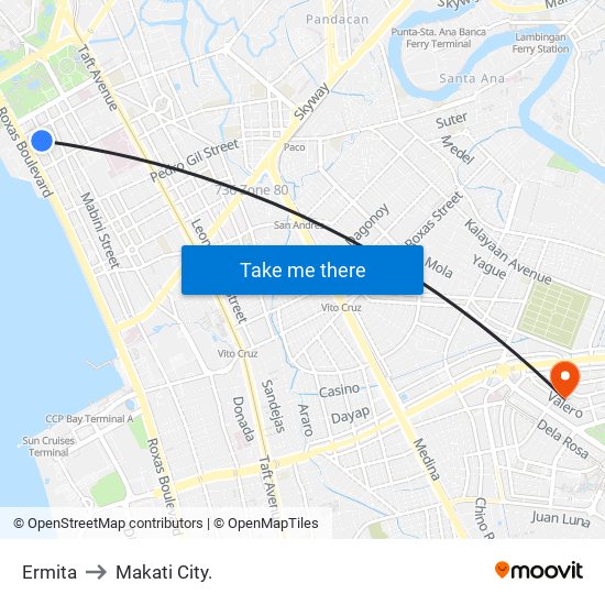 Ermita to Makati City. map