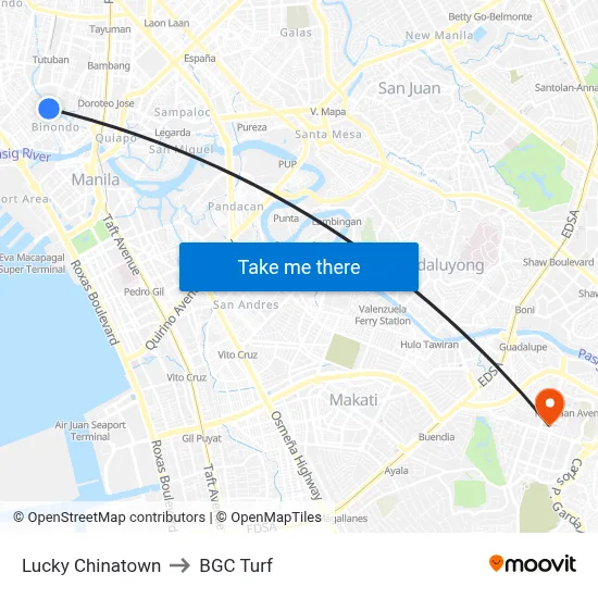 Lucky Chinatown to BGC Turf map
