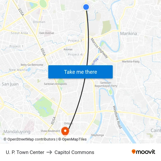 U. P. Town Center to Capitol Commons map