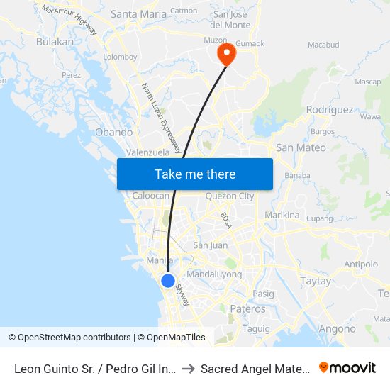 Leon Guinto Sr. / Pedro Gil Intersection, Manila to Sacred Angel Maternity Hospital map