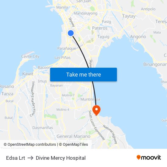 Edsa Lrt to Divine Mercy Hospital map