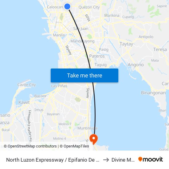 North Luzon Expressway / Epifanio De Los Santos Avenue Intersection, Caloocan City to Divine Mercy Hospital map