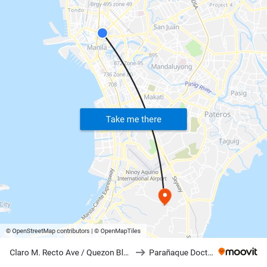 Claro M. Recto Ave / Quezon Blvd Intersection, Manila to Parañaque Doctors' Hospital map