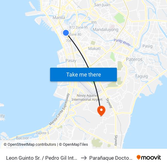 Leon Guinto Sr. / Pedro Gil Intersection, Manila to Parañaque Doctors' Hospital map