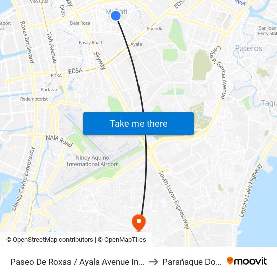 Paseo De Roxas / Ayala Avenue Intersection, Makati City, Manila to Parañaque Doctors' Hospital map