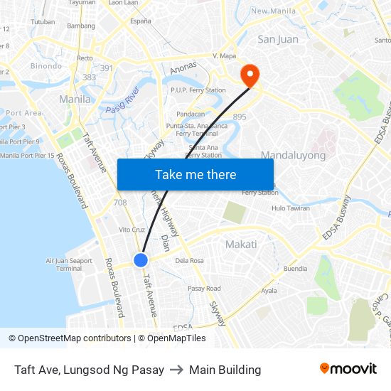 Taft Ave, Lungsod Ng Pasay to Main Building map
