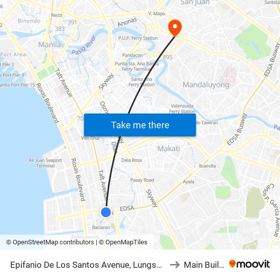 Epifanio De Los Santos Avenue, Lungsod Ng Pasay to Main Building map