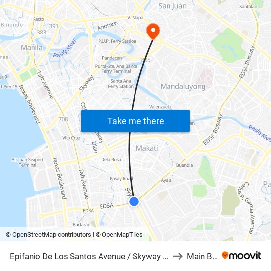 Epifanio De Los Santos Avenue / Skyway , Lungsod Ng Makati, Manila to Main Building map