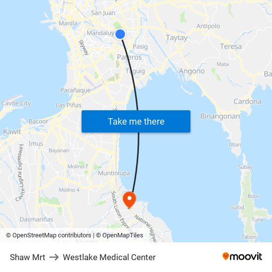 Shaw Mrt to Westlake Medical Center map