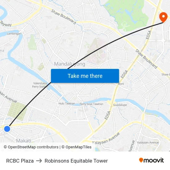 RCBC Plaza to Robinsons Equitable Tower map