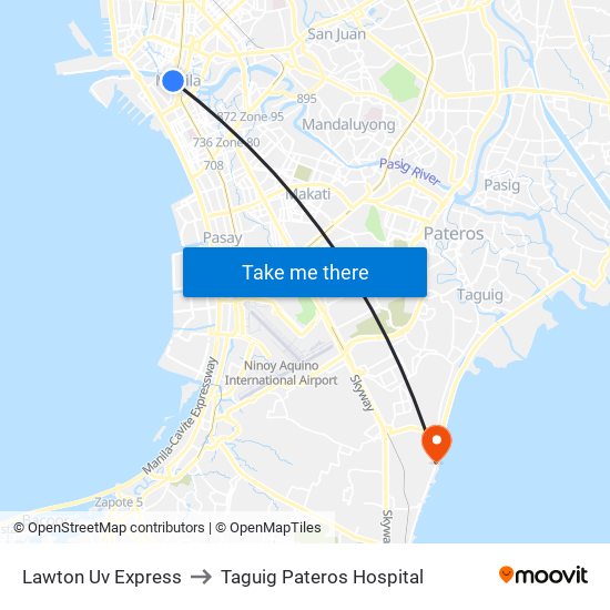 Lawton Uv Express to Taguig Pateros Hospital map