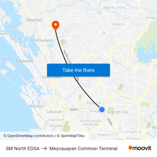 SM North EDSA to Meycauayan Common Terminal map