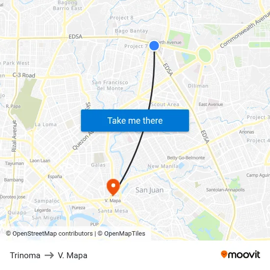 Trinoma to V. Mapa map