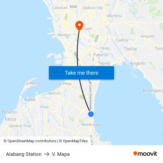 Alabang Station to V. Mapa map