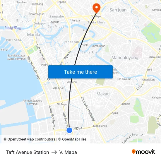 Taft Avenue Station to V. Mapa map