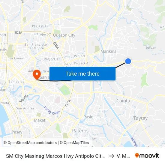 SM City Masinag Marcos Hwy Antipolo City Manila to V. Mapa map
