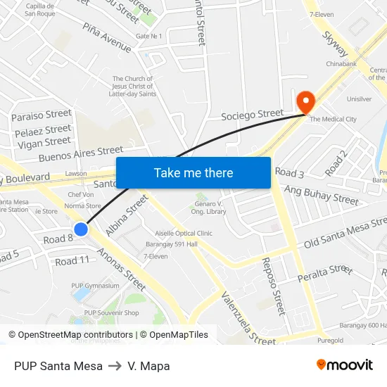 PUP Santa Mesa to V. Mapa map