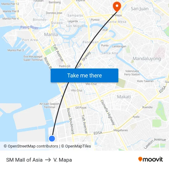 SM Mall of Asia to V. Mapa map