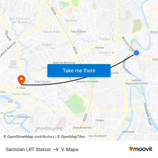 Santolan LRT Station to V. Mapa map