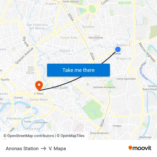 Anonas Station to V. Mapa map