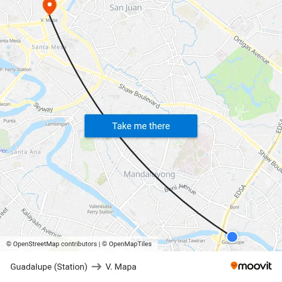 Guadalupe (Station) to V. Mapa map