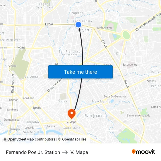 Fernando Poe Jr. Station to V. Mapa map