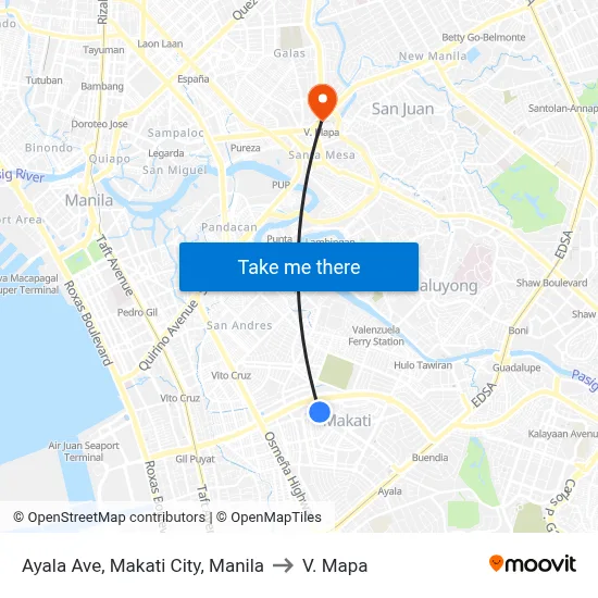 Ayala Ave, Makati City, Manila to V. Mapa map