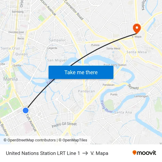 United Nations Station LRT Line 1 to V. Mapa map